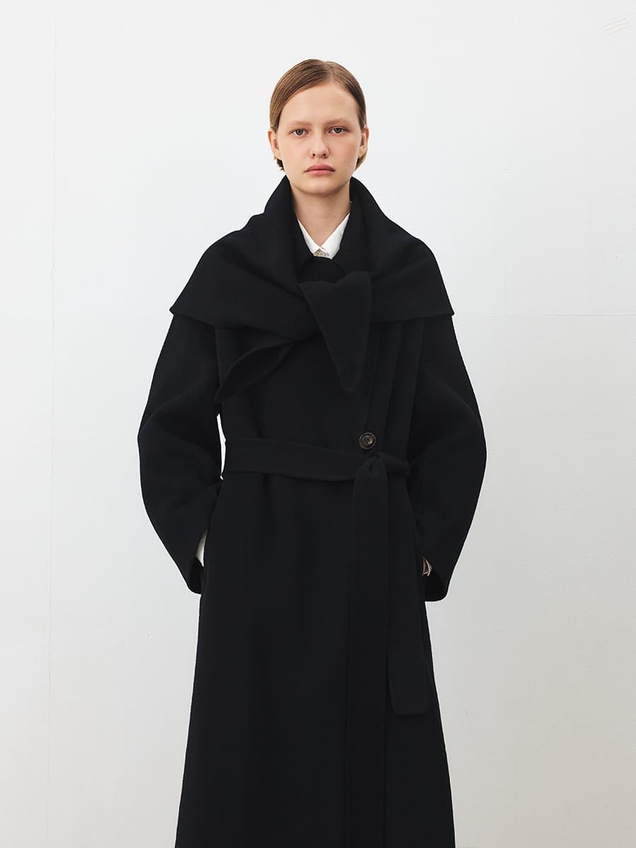 TFF CASHMERE SCARF HAND MADE COAT [PREMIUM]_D-NAVY