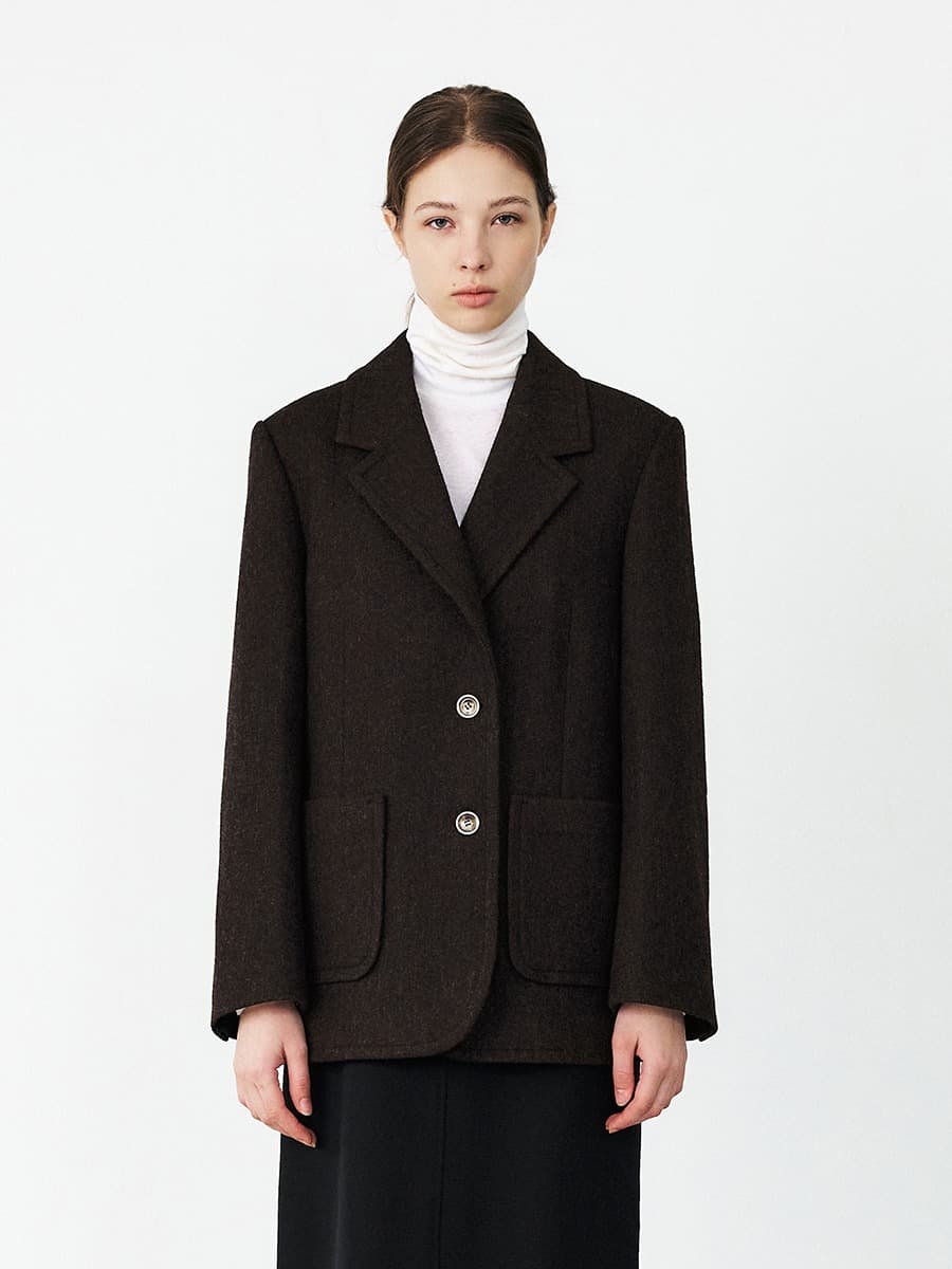 TFF WOOL TWEED OUT POCKET BLAZER_D-BROWN