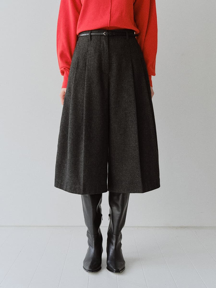 TFW WOOL TWILL TWO TUCK PANTS_CHARCOAL