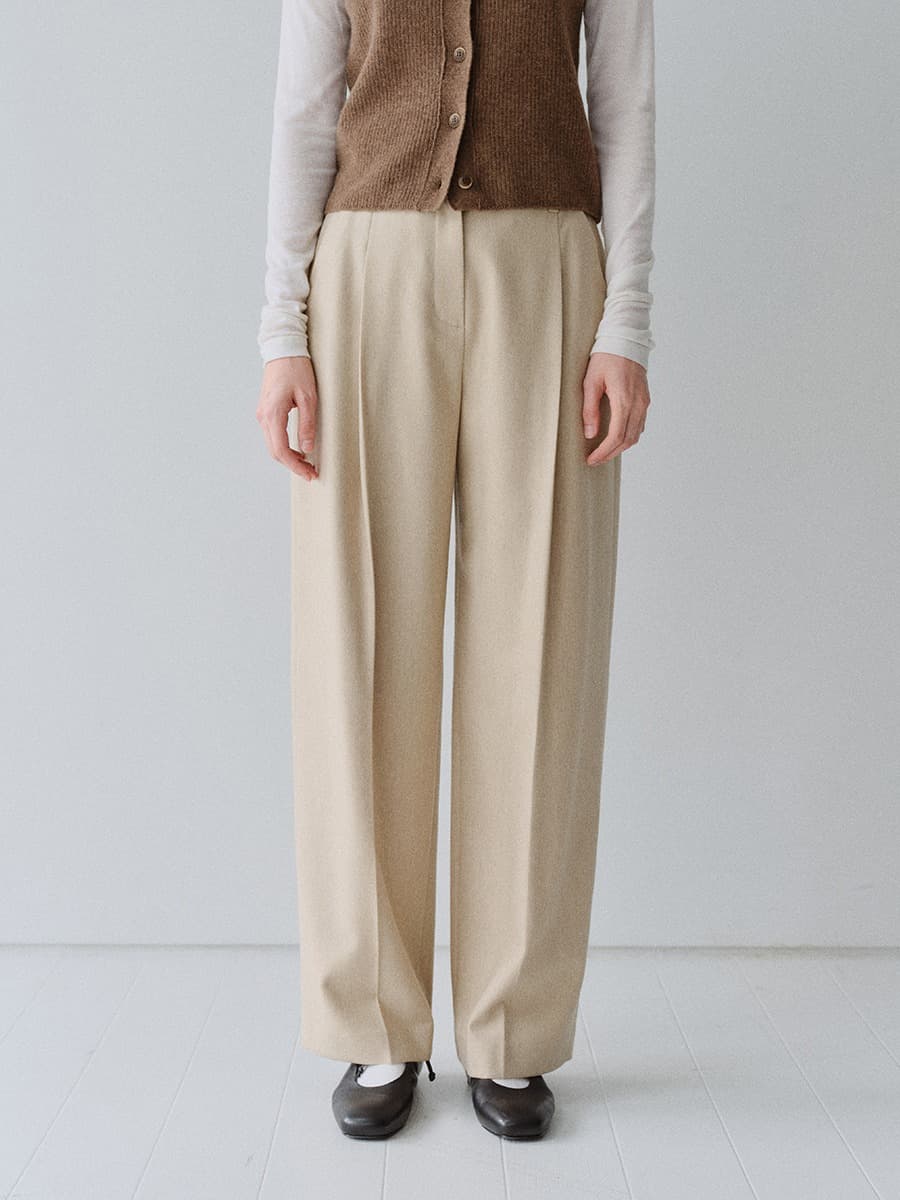 TFW WOOL ONE TUCK COCOON PANTS_OATMEAL