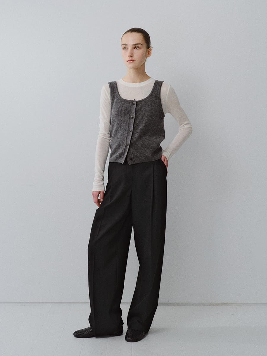 TFW WOOL ONE TUCK COCOON PANTS_BLACK