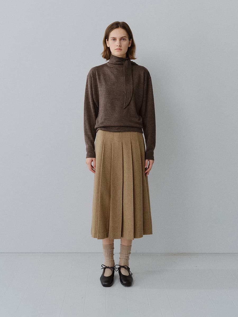 TFW CLASSIC WOOL PLEATS SKIRT_D-BEIGE