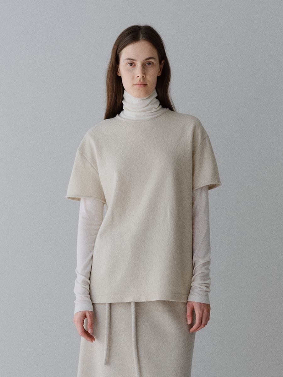 TFW WOOL HALF SLEEVE TOP_IVORY