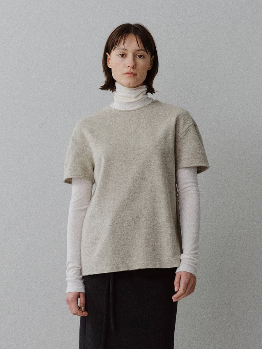 TFW WOOL HALF SLEEVE TOP_OAT-MELANGE
