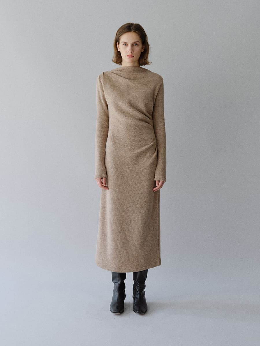 TFW DRAPED JERSEY LONG DRESS_BEIGE