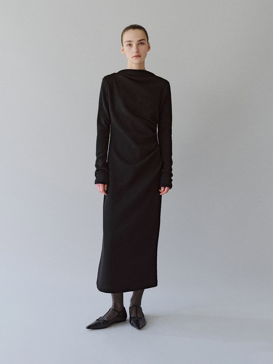 TFW DRAPED JERSEY LONG DRESS_BLACK