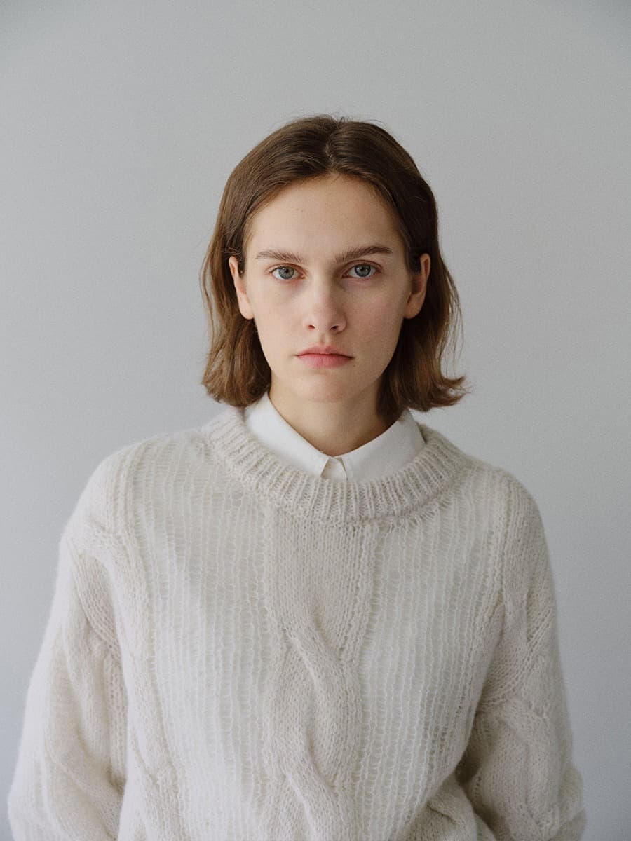 TFW CABLE ROUND NECK KNIT TOP_L-BEIGE