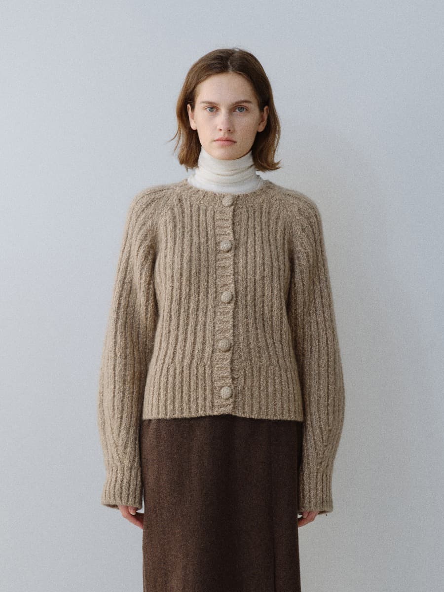 TFW MOHAIR BALLOON KNIT CARDIGAN_MULTI BEIGE