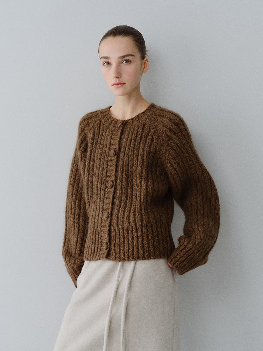 TFW MOHAIR BALLOON KNIT CARDIGAN_MULTI BROWN
