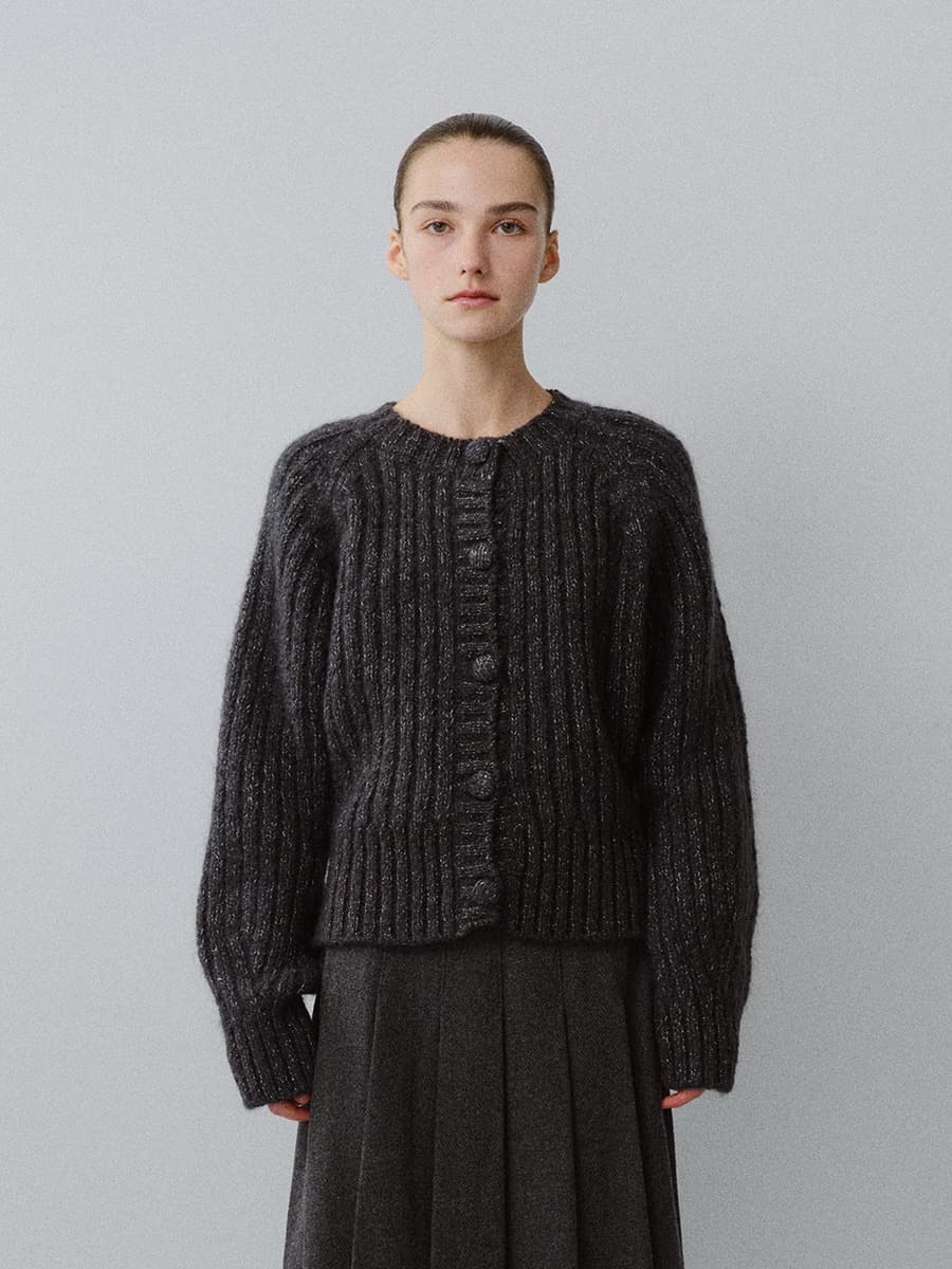 TFW MOHAIR BALLOON KNIT CARDIGAN_MULTI CHARCOAL