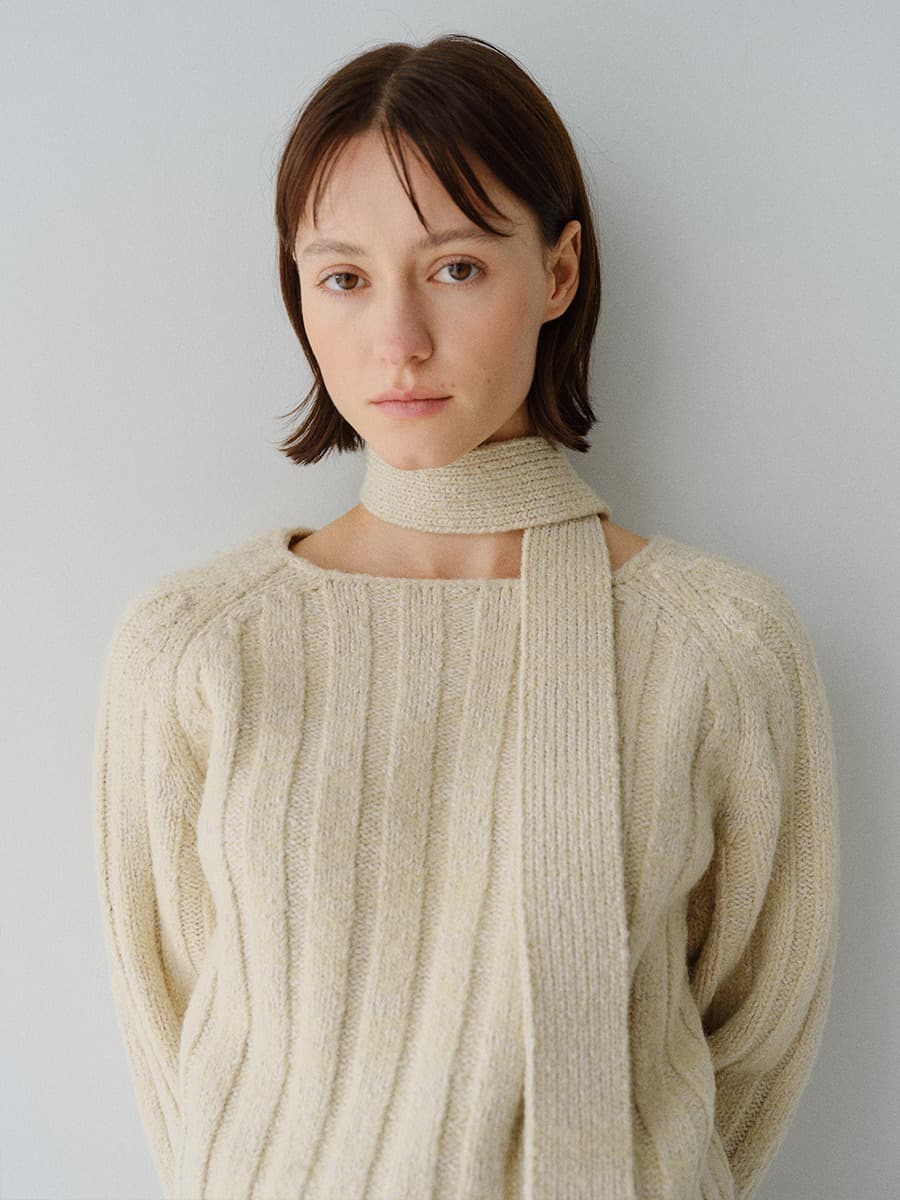 TFW WOOL MUFFLER KNIT TOP_YELLOW BEIGE