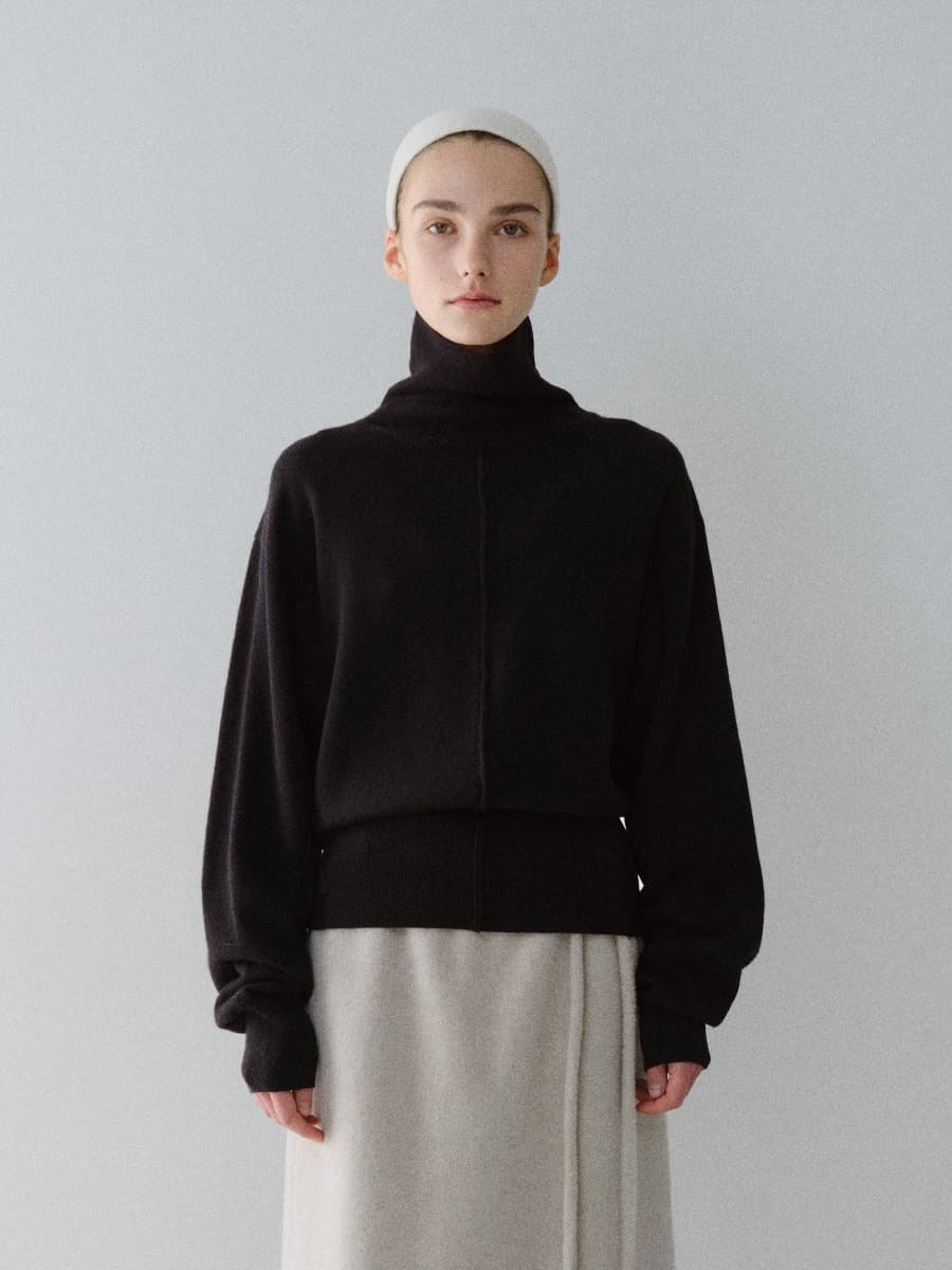TFW WOOL DOUBLE LAYERD KNIT TOP_BLACK