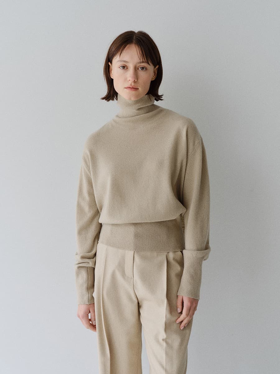 TFW MERINO WOOL TIE TURTLENECK KNIT TOP_BEIGE