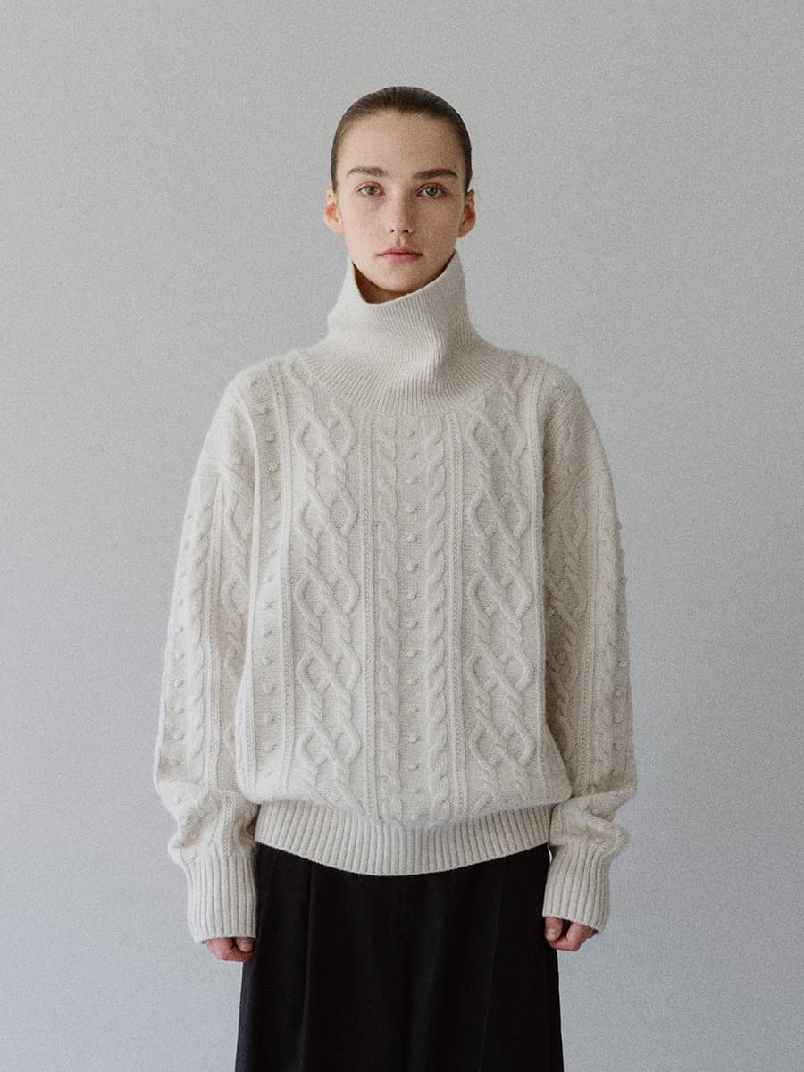 TFW CLASSIC FISHERMAN TURTLENECK KNIT TOP_OAT-GREY