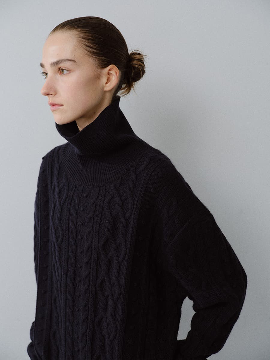 TFW CLASSIC FISHERMAN TURTLENECK KNIT TOP_D-NAVY — vue 1