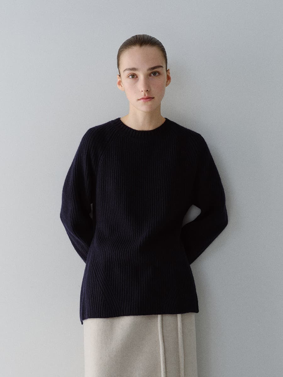 TFW MERINO WOOL BACK OPEN KNIT TOP_D-NAVY