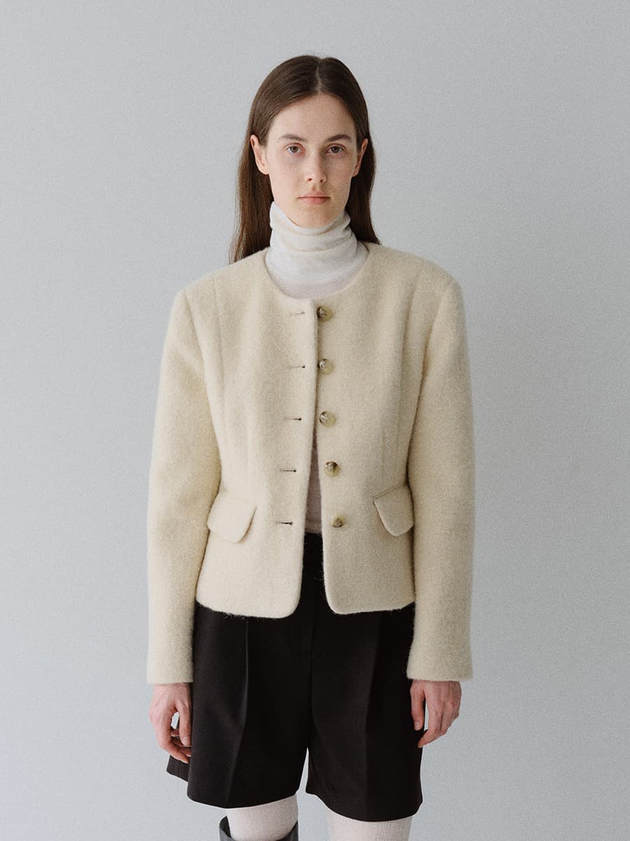TFW ALPACA WOOL NO-COLLAR JACKET_I-BEIGE