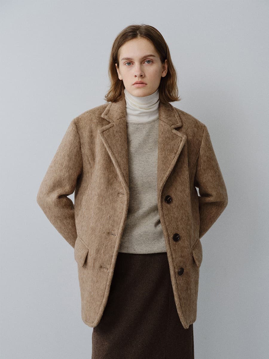 TFW 3BUTTON MELANGE WOOL BLAZER_BROWN