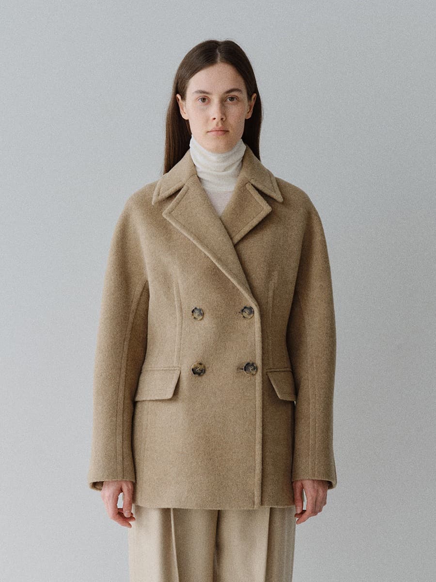 TFW WOOL DOUBLE LINE HALF COAT_OATMEAL