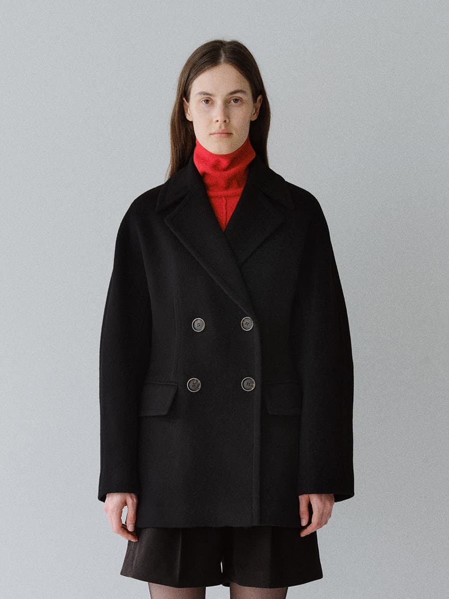 TFW WOOL DOUBLE LINE HALF COAT_BLACK