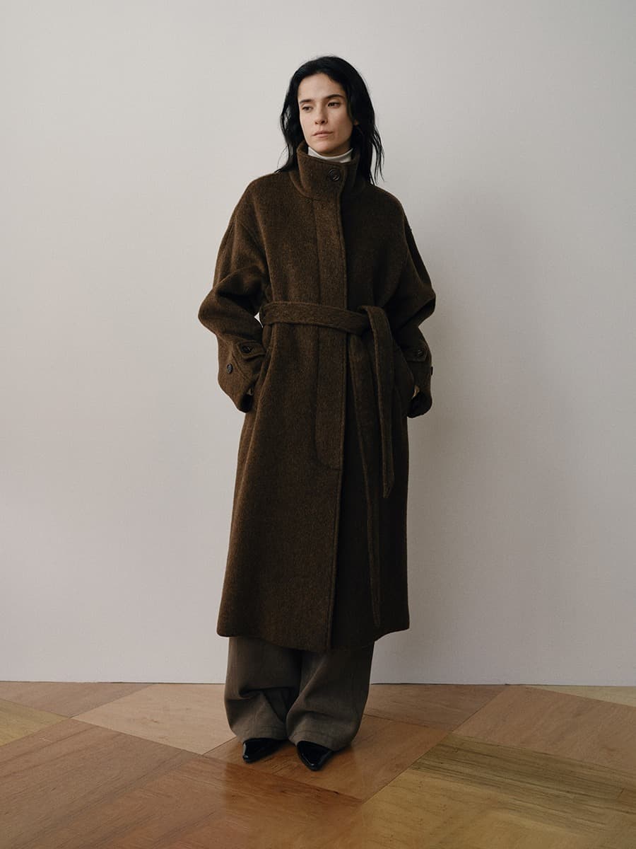TFW YAK WOOL HIGH NECK COAT_BROWN