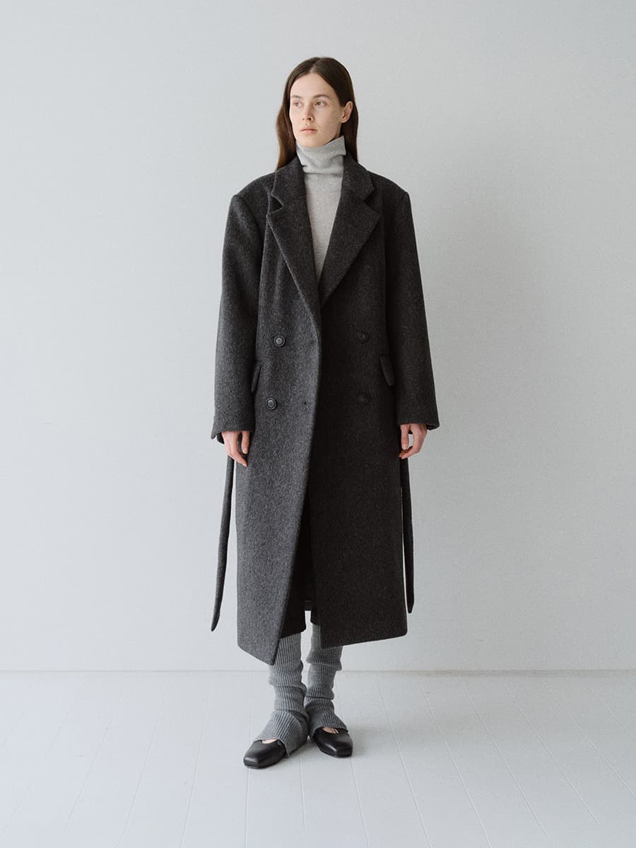 TFW PREMIUM WOOL100 DOUBLE LONG COAT_CHARCOAL