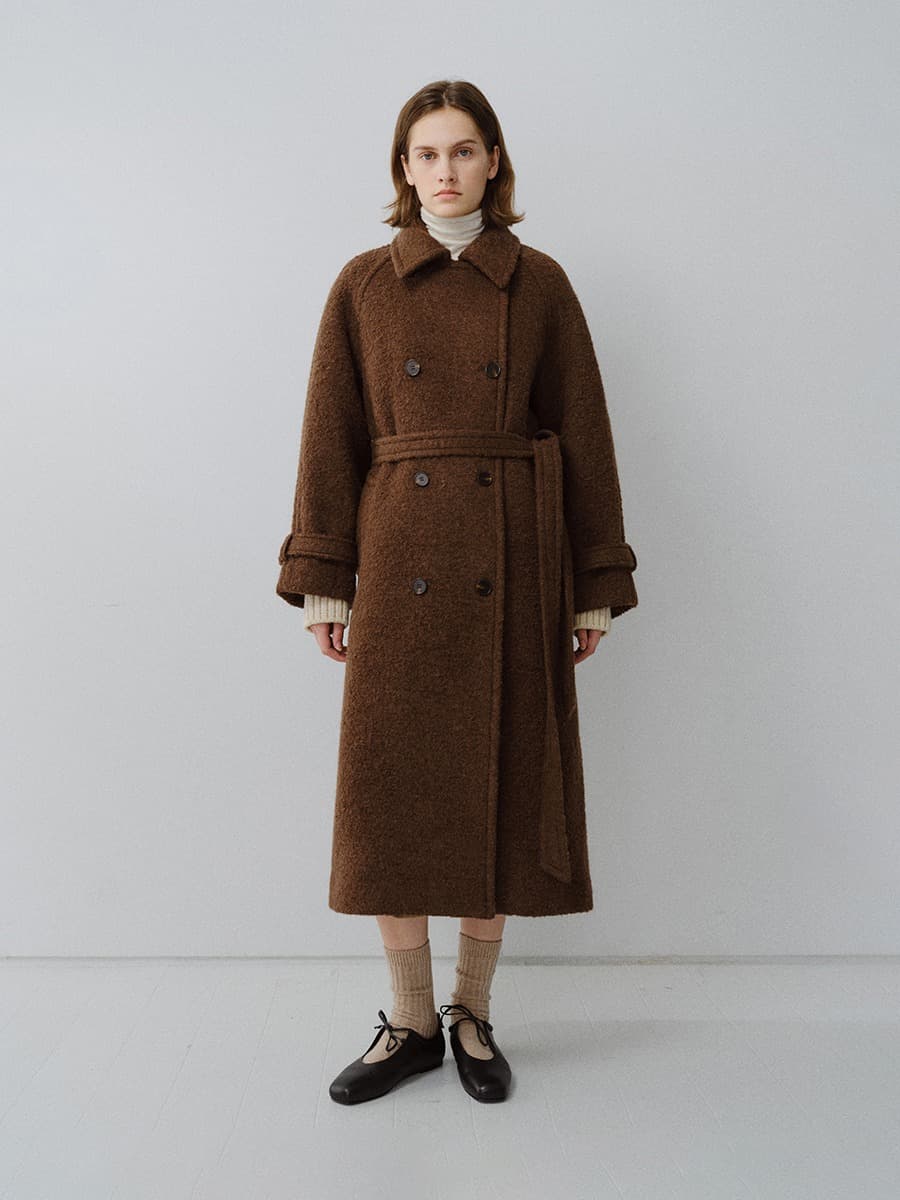TFW SURI ALPACA BOUCLE DOUBLE COAT_BROWN