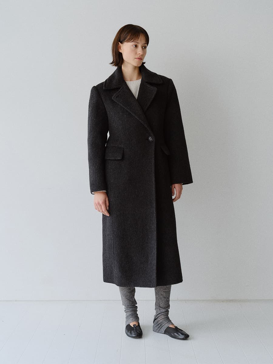 TFF YAK WOOL DOUBLE LINE COAT_CHARCOAL