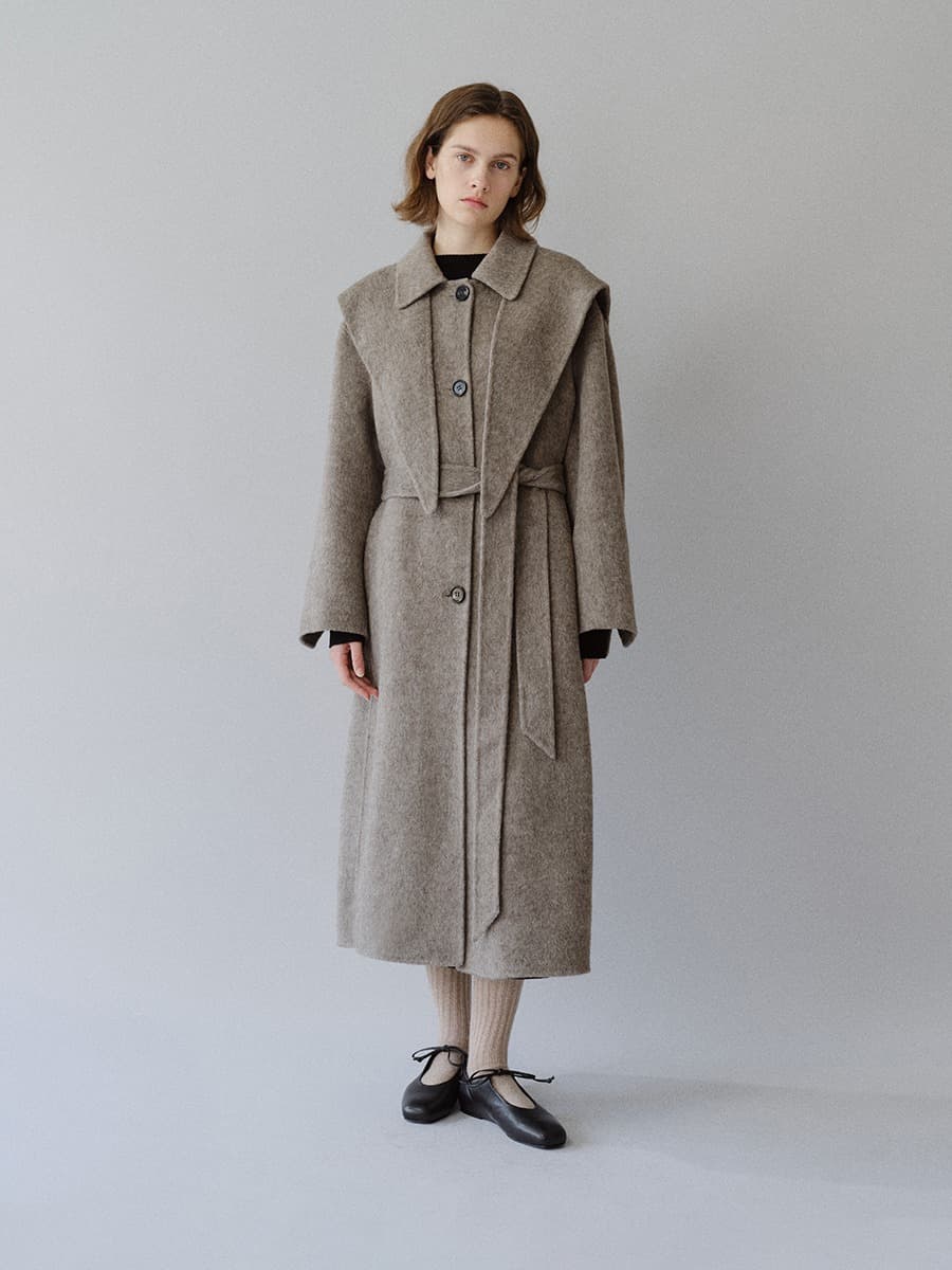 TFF YAK WOOL SINGLE HOODED COAT_L-BROWN