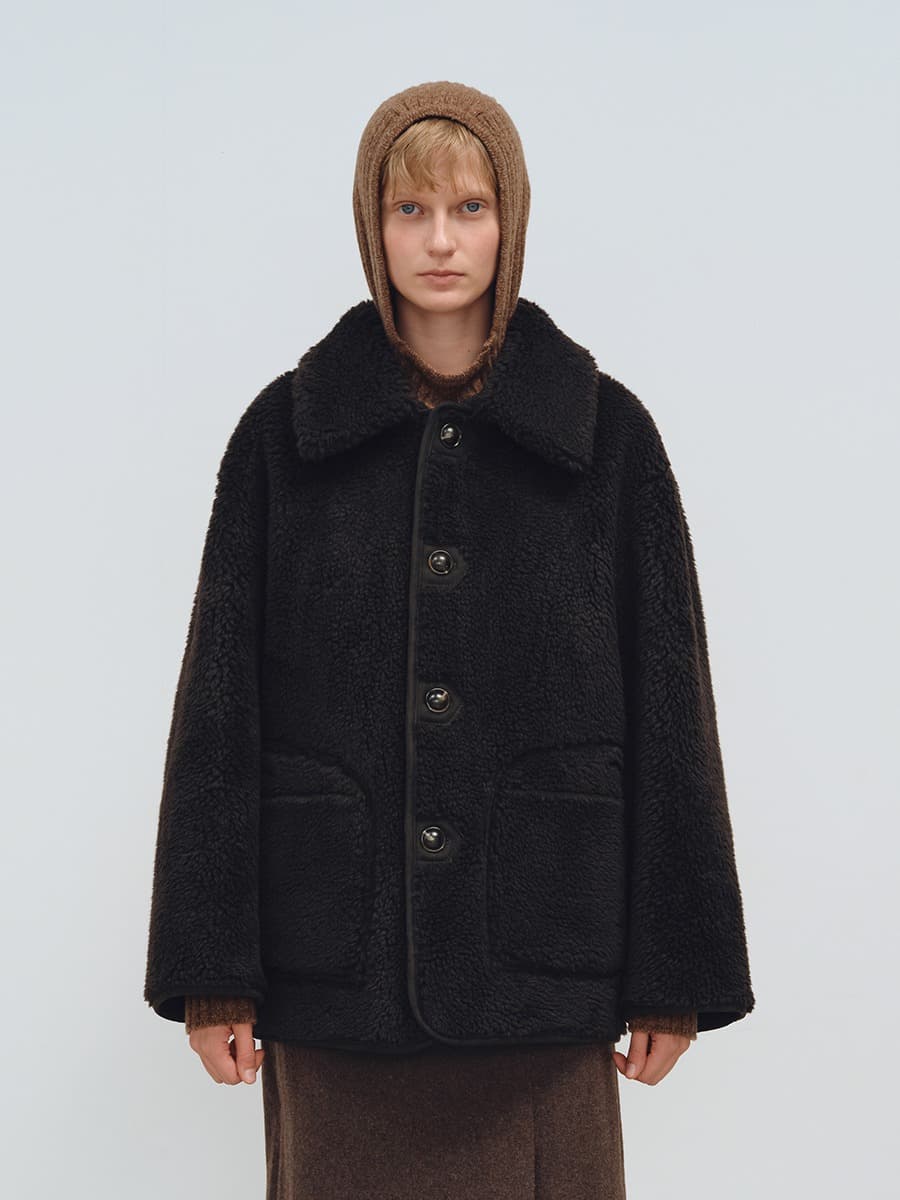 TFW REVERSIBLE SHEARING HALF COAT_BROWN