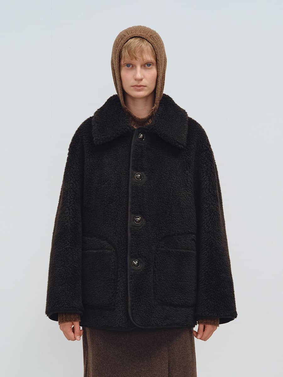 TFW REVERSIBLE SHEARING HALF COAT_BROWN
