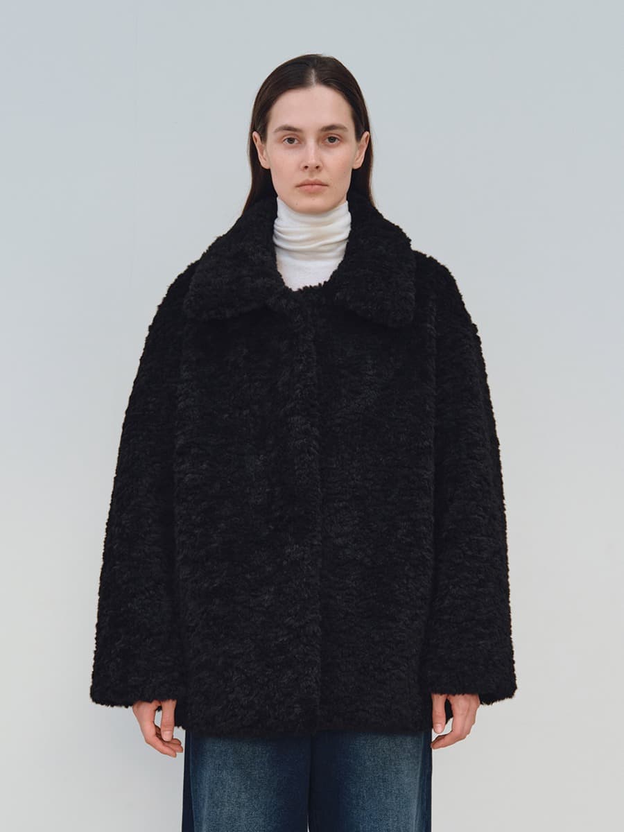 TFW COLLAR FLUFFY SHEARING JACKET_BLACK