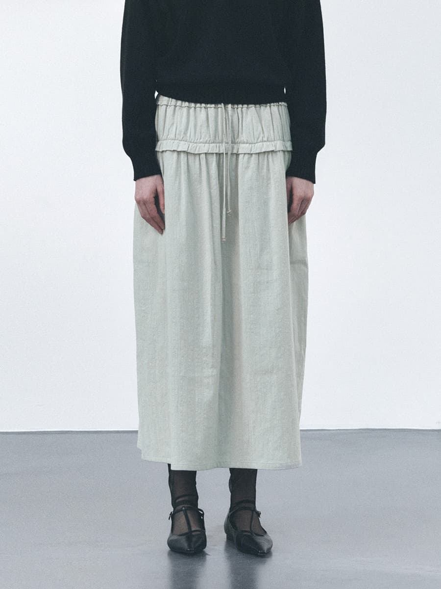 TVS FRILL BANDDING SKIRT_MINT GREY