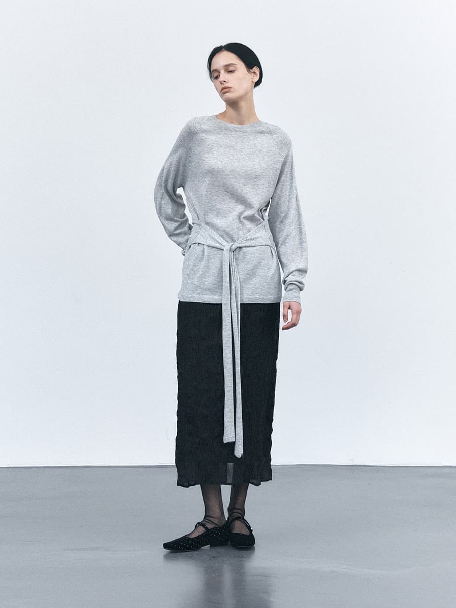TVS WRINKLE LAYERED SKIRT_BLACK