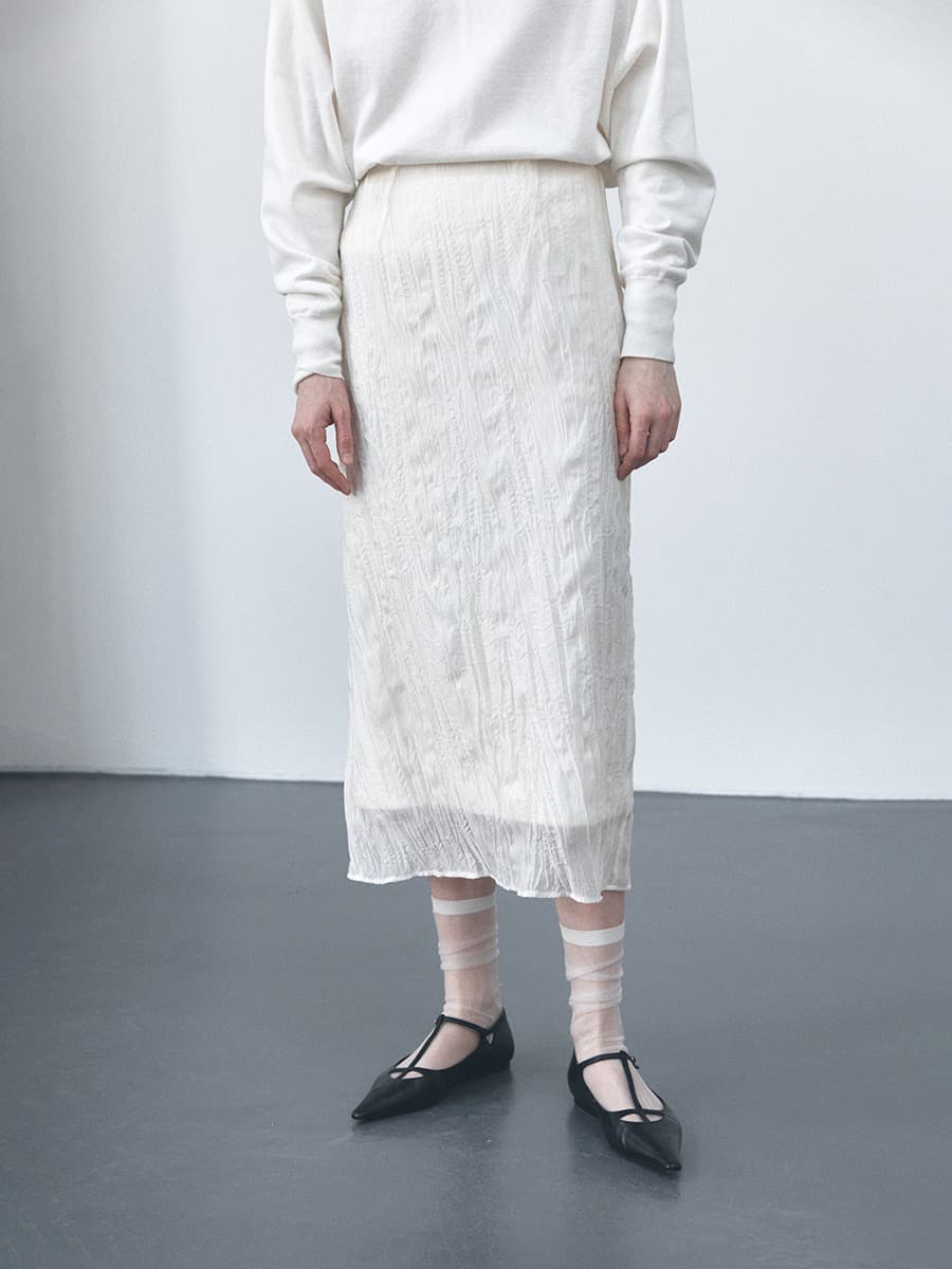 TVS WRINKLE LAYERED SKIRT_IVORY