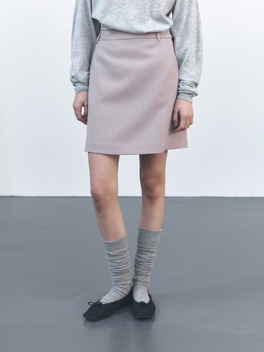 TVS SEMI A-LINE MIDI SKIRT_OLD PINK