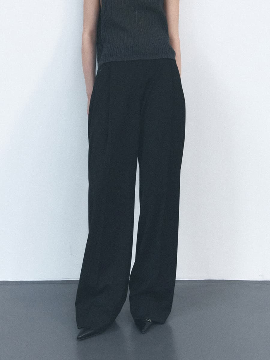 TVS WOOL DIVIDED WIDE PANTS_BLACK