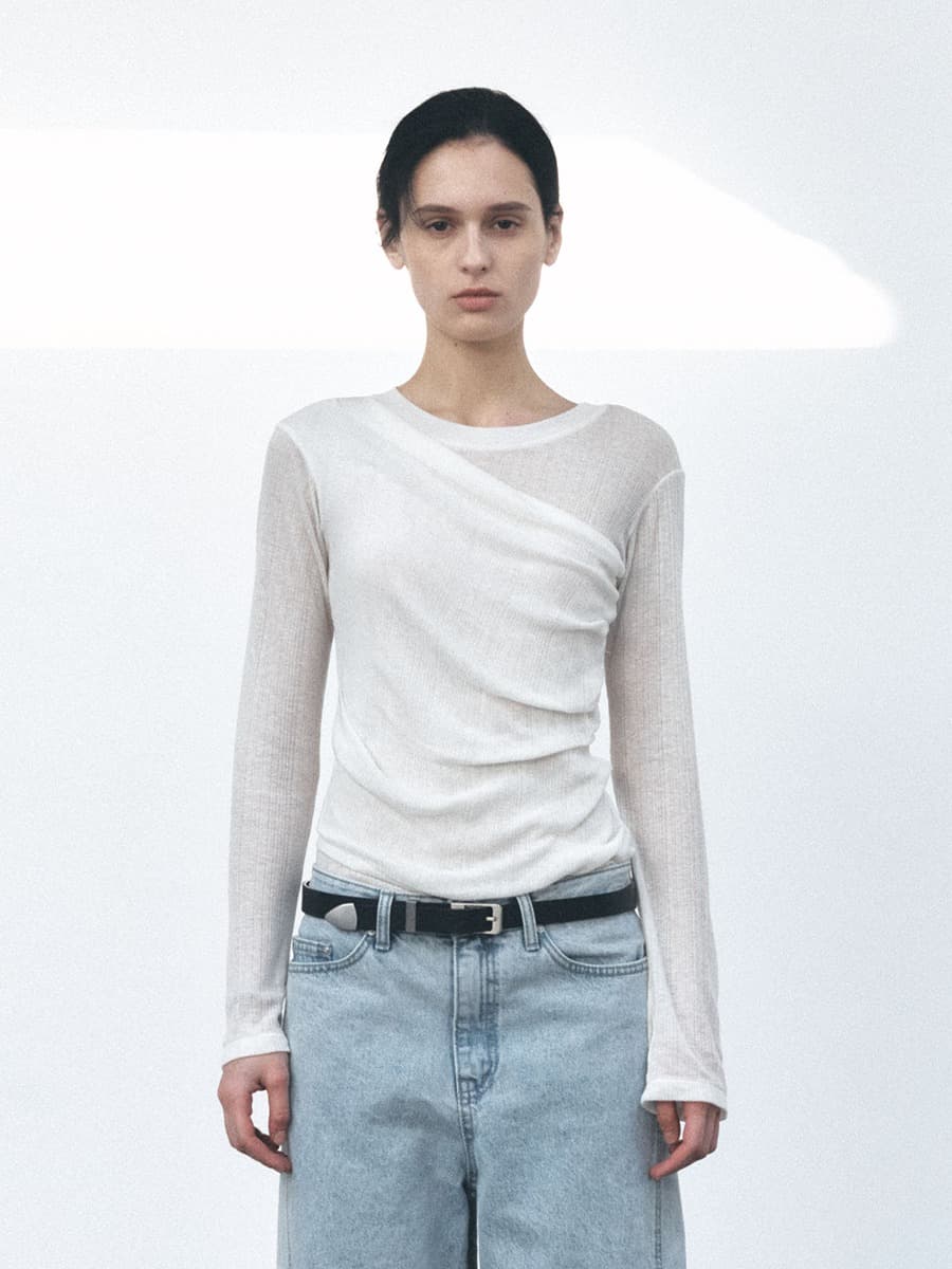 TVS WOOL ROUND NECK LAYERED TOP_IVORY