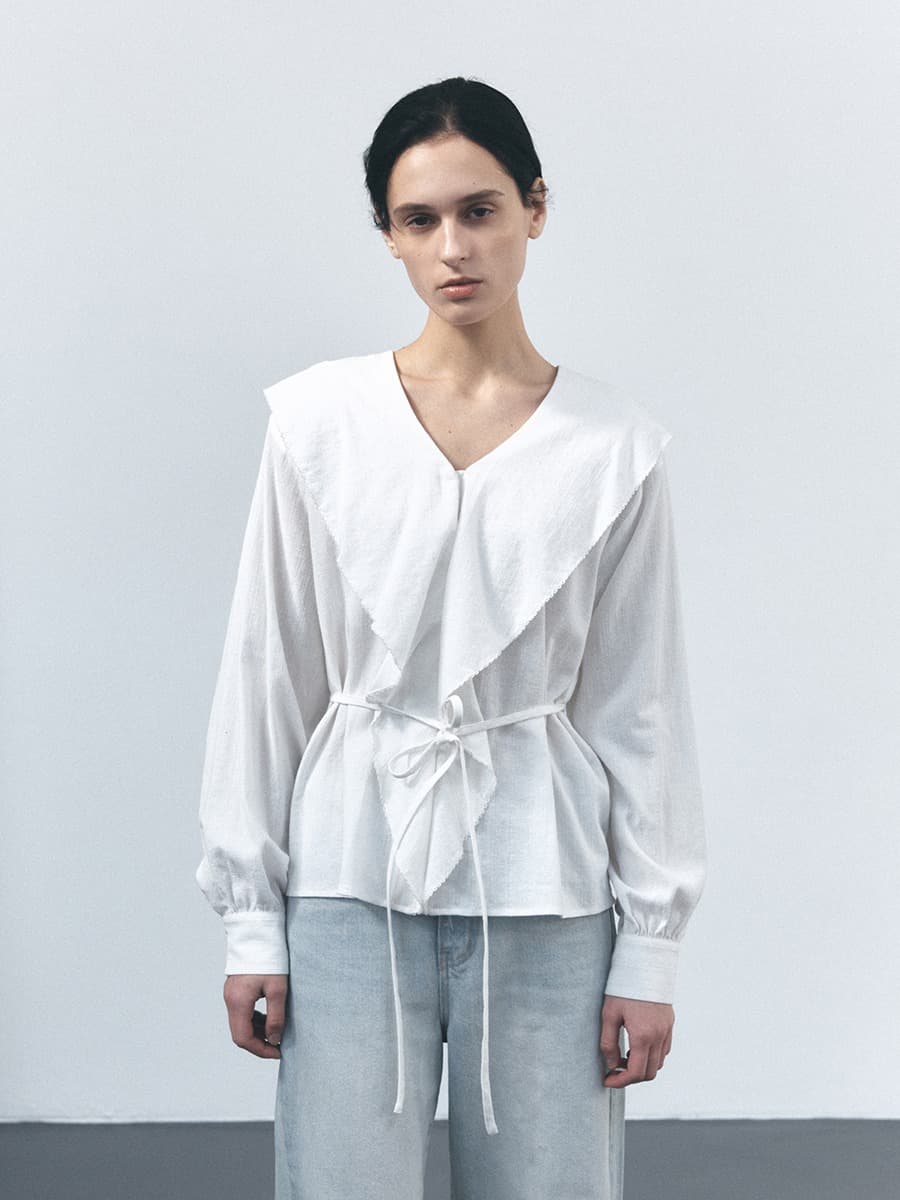 TVS COTTON RUFFLE BLOUSE_WHITE
