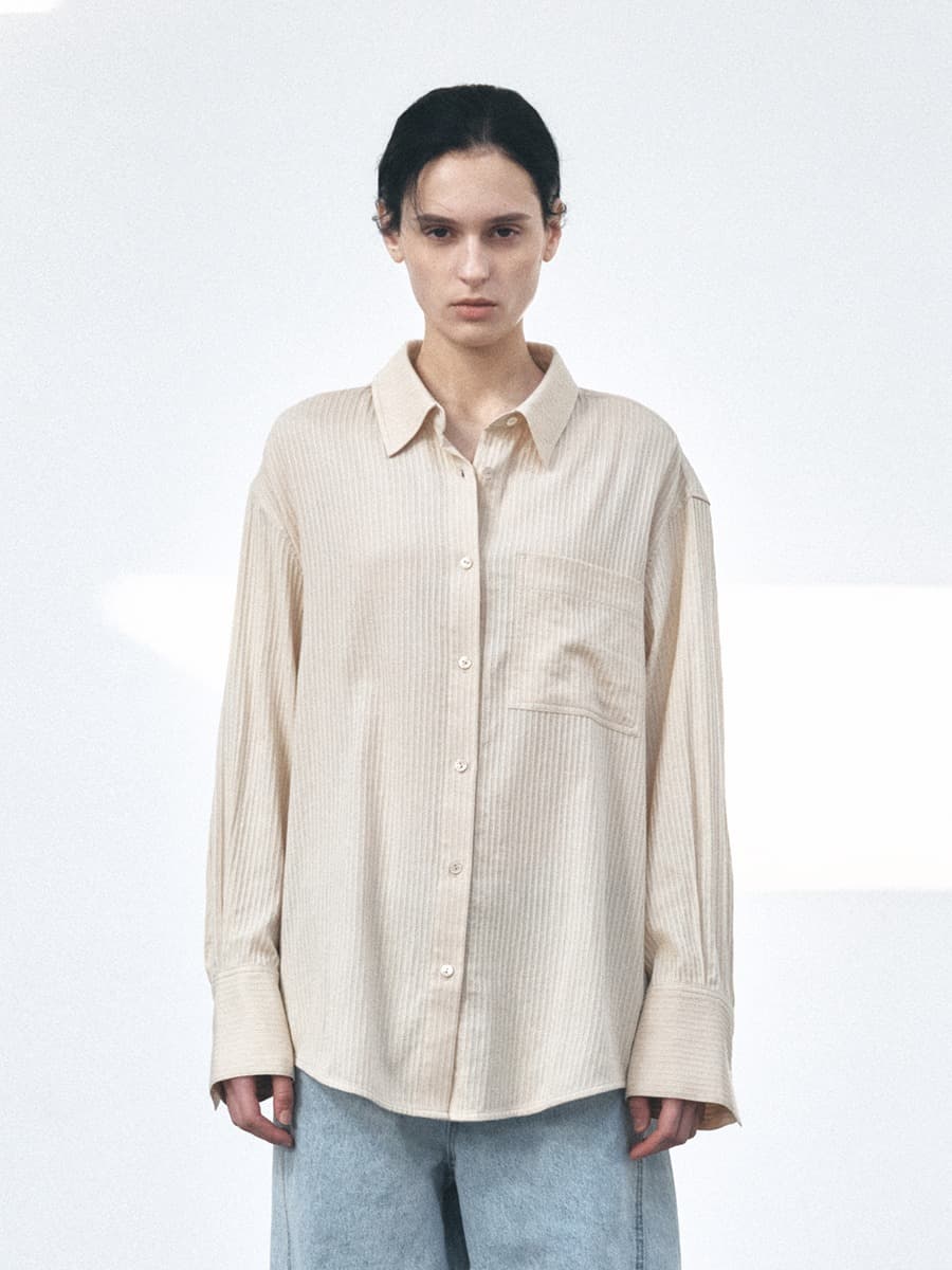 TVS COTTON STRIPE SHIRT_Y-BEIGE