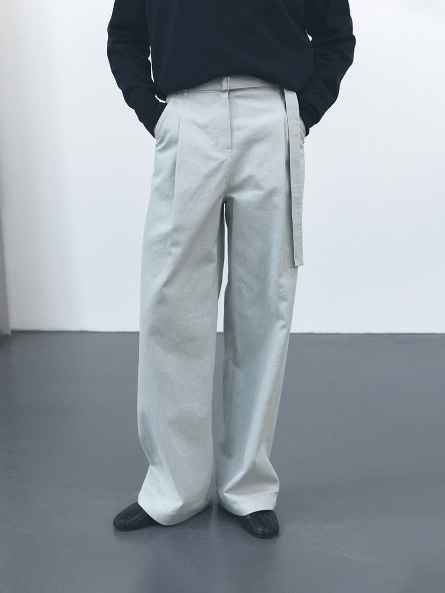 TVS BELTED ONE TUCK WIDE TROUSERS_LIGHT BLUE