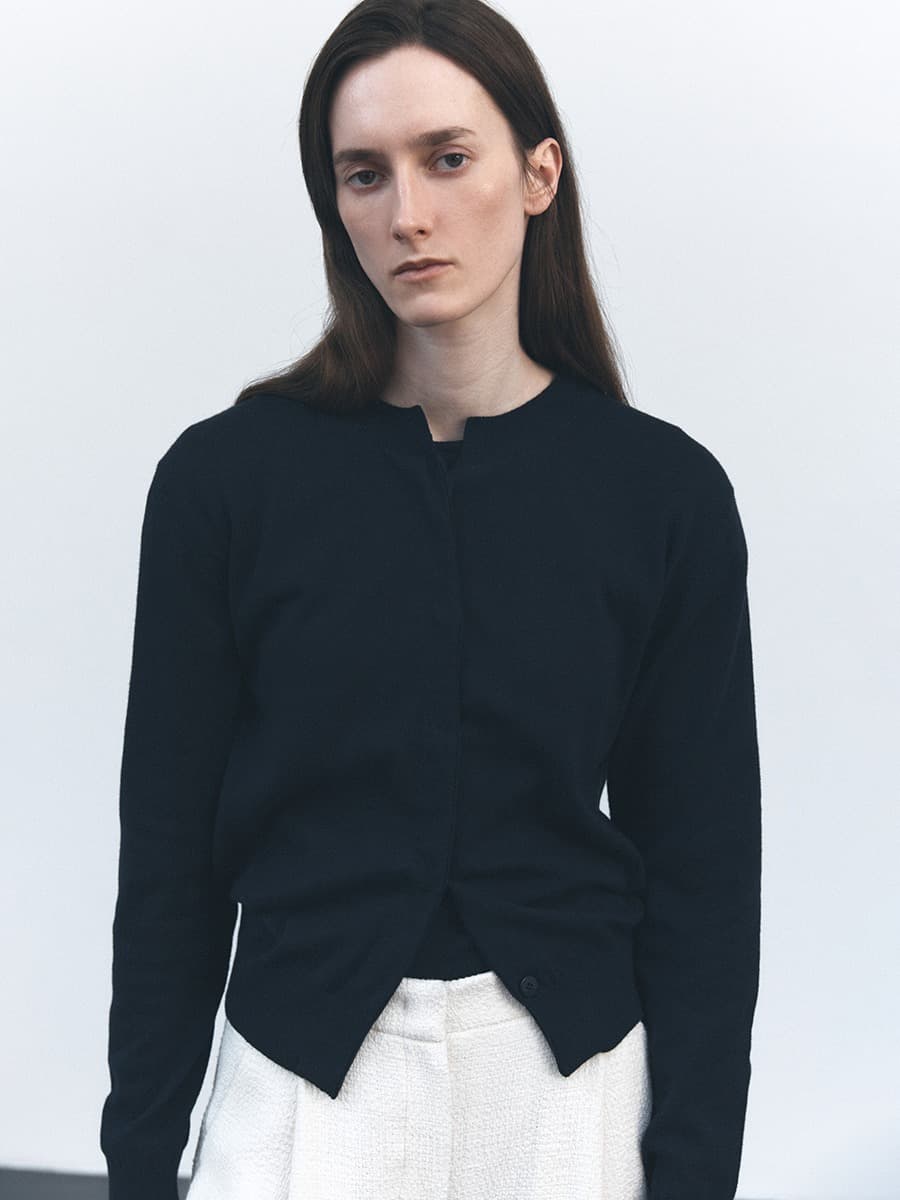 TVS COTTON LAYERED KNIT CARDIGAN SET_D-NAVY