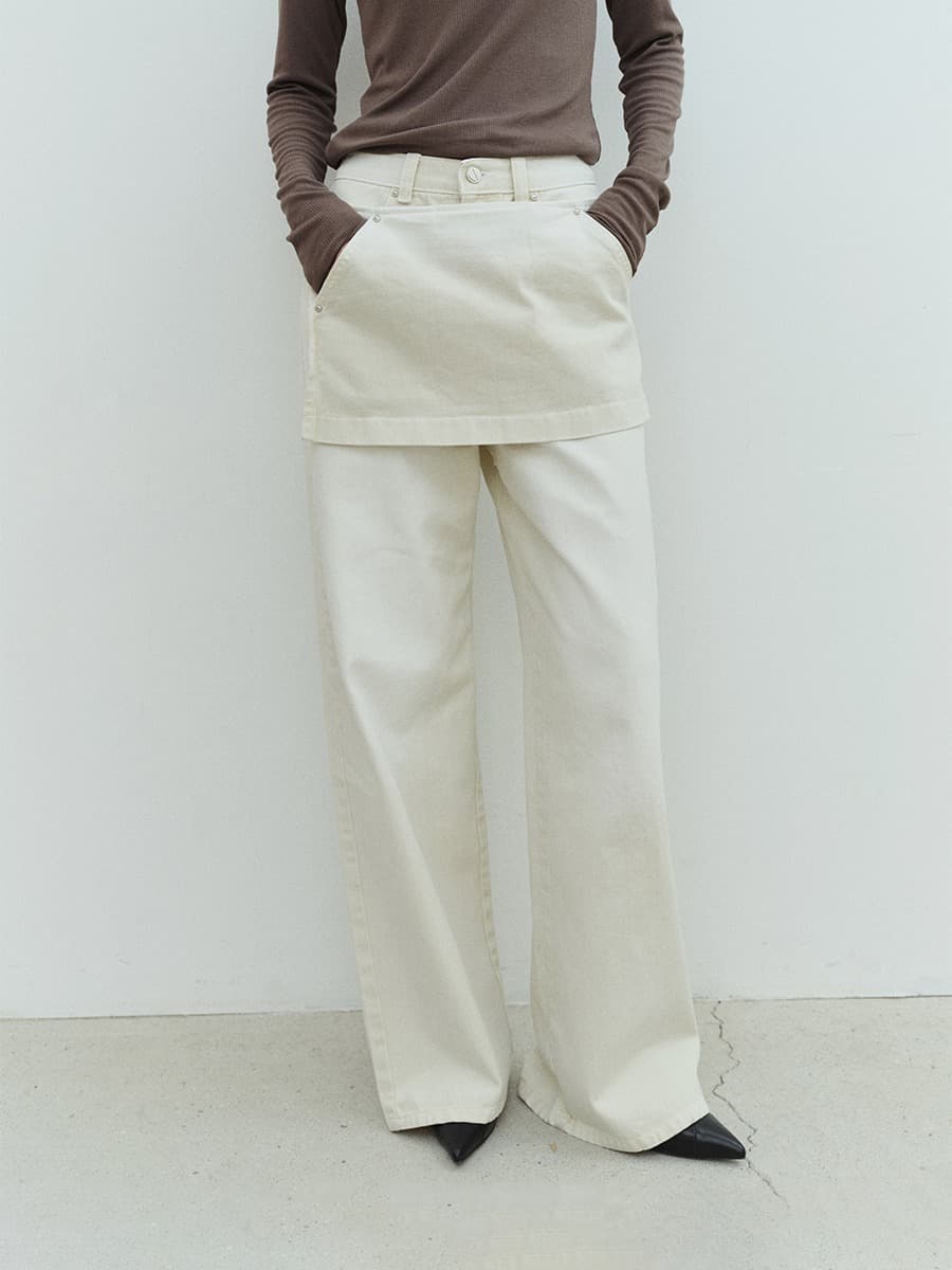 TVS SKIRT LAYERD DYEING DENIM _IVORY