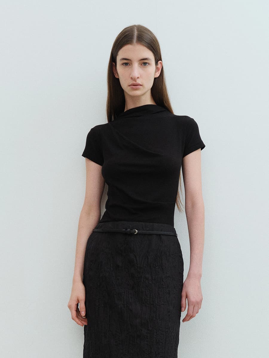TVS WOOL DRAPED TOP_BLACK