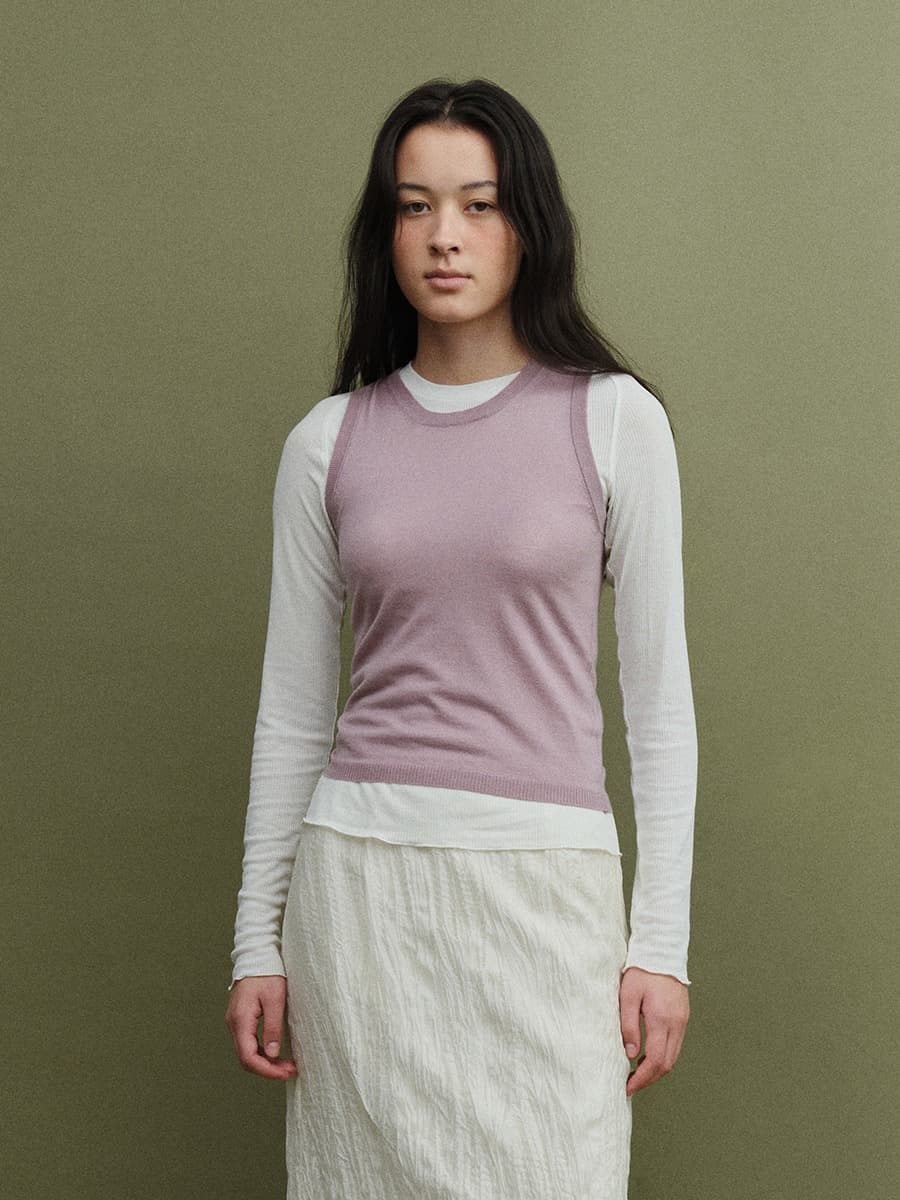 TVS SILK RIBBED TOP_IVORY