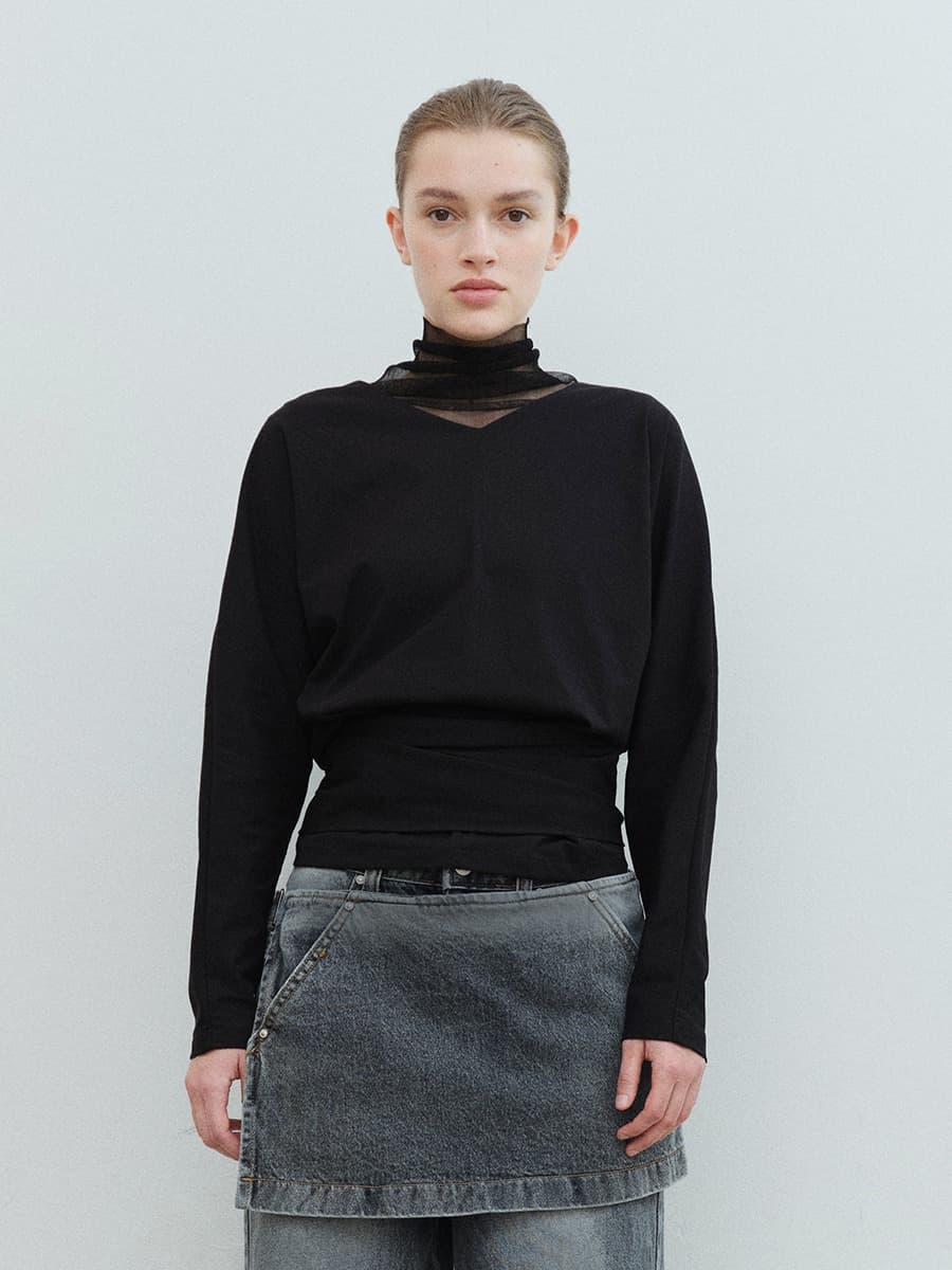 TVS TIE V-NECK TOP_BLACK — vue 1