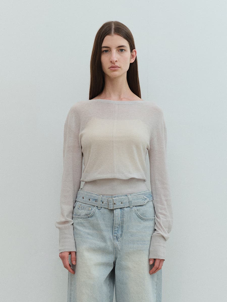 TVS WHOLEGAMENT WOOL SHEER KNIT_L-GREY