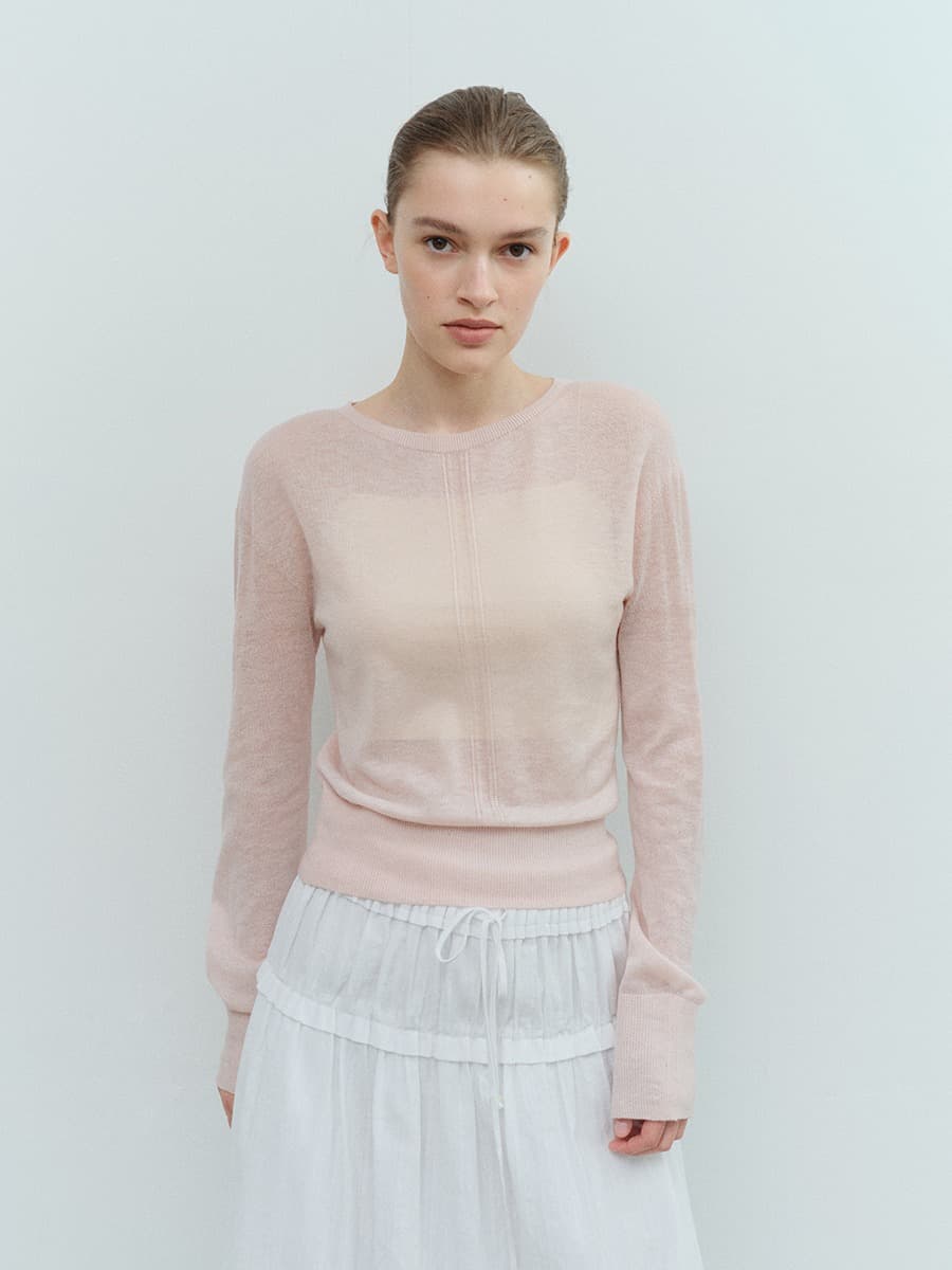 TVS WHOLEGAMENT WOOL SHEER KNIT_PINK