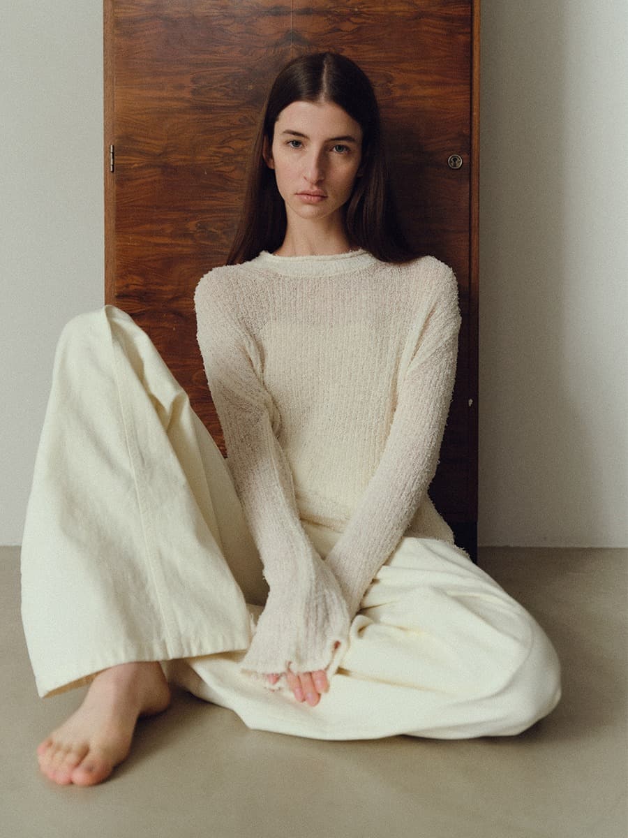 TVS COTTON NETTING KNIT TOP_IVORY — vue 1