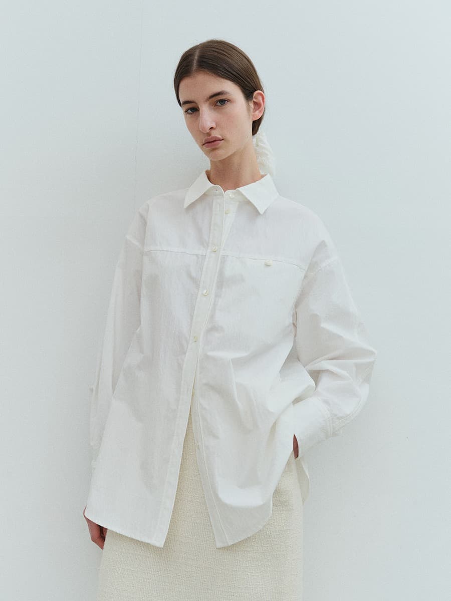 TVS OVERFIT HIDDEN POCKET SHIRT_WHITE